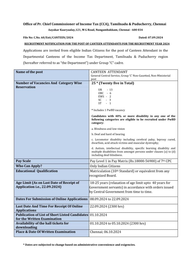 CCA Tamilnadu Notification